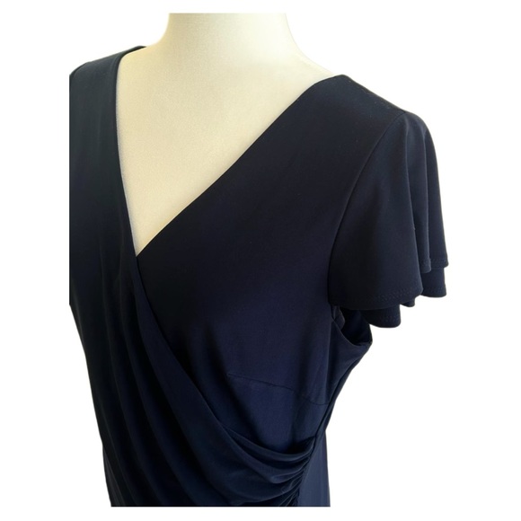 Lauren Ralph Lauren Navy Faux Wrap Ruffle Jersey Dress 14 NW - Picture 6 of 11